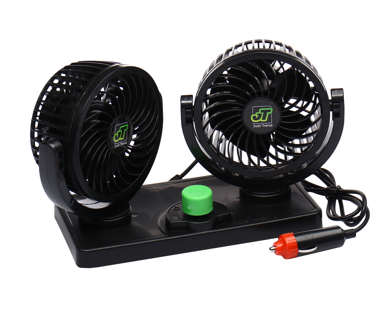 Вентилятор в салон 12V двойной на платформе черный, 8062J, JT INDUSTRIAL